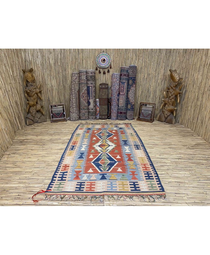 Handmade Turkish Kayseri Nomadic Original  Wool on Wool Kilim – FREE SHIPPING..!